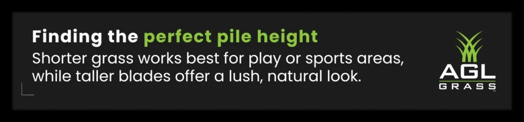 How short, medium, and tall pile heights suit different outdoor applications.