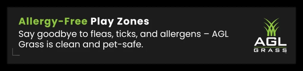 Pet-safe artificial grass that prevents fleas, ticks, and allergens, ideal for allergy-free play zones.