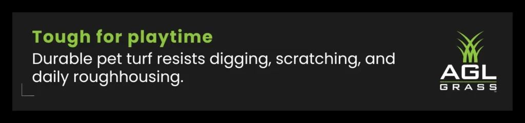 Durable pet-friendly turf that resists digging, scratching, and heavy playtime, keeping yards intact year-round.