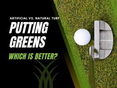 A side-by-side comparison of artificial grass vs. natural turf for golf, showing differences in playability and maintenance. Artificial greens offer a smoother, more reliable putting surface with less upkeep.